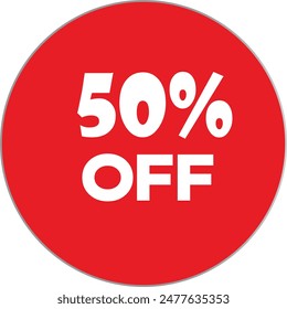 50% Off Discount Vector Graphic, Bold and impactful design perfect for highlighting significant discounts and special offers. Ideal for use in online stores, social media promotions, and retail.
