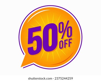 50% Off Discount Vector Icon Transparent background