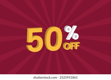 50% off discount vector with red background