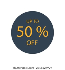 50% de descuento, tarjetas Vectoras de venta planas para etiquetas, , pegatinas, banners, etiquetas, etiquetas, etiquetas web, nueva oferta. Insignia de descuento en fondo blanco