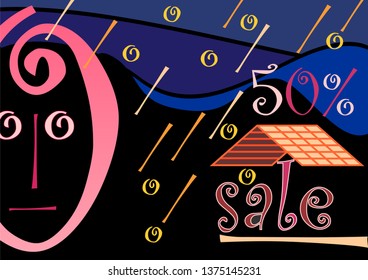 50% off flyer on black