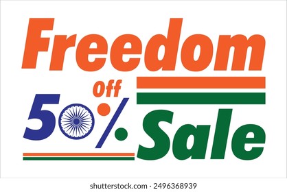 50 % off freedom day sale indian independence day celebration special offer advertisement banner design vector.