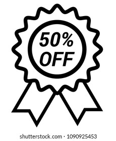50% OFF and guarantee symbol, vector illustration