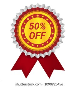 50% OFF and guarantee symbol, vector illustration