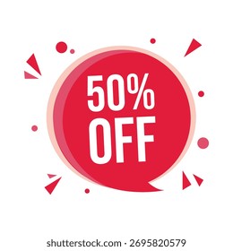 50% de descuento icono con fondo blanco