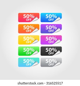 50$ Off labels set