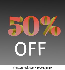 50% off logo or banner 3D for discount shop item