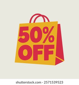 A 50% off logo typically features bold, eye-catching typography and vibrant colors to quickly grab attention. The number "50%" is often the focal point, prominently displayed in a large, clear font. T