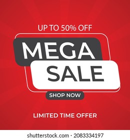 50% OFF mega sale ad template for social media posts and business promotion