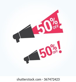 50% Off Megaphone Icon