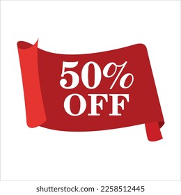 50% Apagado De La Etiqueta De Oferta Con Fondo Rojo Para El Negocio.
