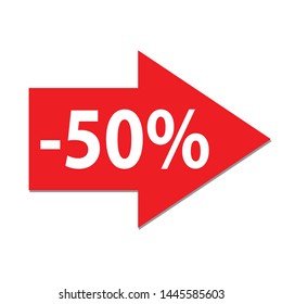 50% off Percent Discount Sign, Discount offer price label,  text 50 percent off RED ICON