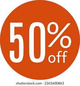 50% off. percentage off Sale. Discount offer price sign. Special offer symbol. Discount tag badge Vector Illustration. Perfect design for shop and tag sale banners, sale banners.
