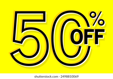 50% OFF poster Vector Illustration, 50 Percent Off Text Design, Save offer, 50 off sale banner isolated, Offer Banner Design, Discount banner, Special Offer poster design, Sale , Mega Sale, Half Price