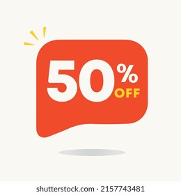 50% off. Price discounts tag for sales. Promotions, special offer retail and stores. Use in banner, social media.