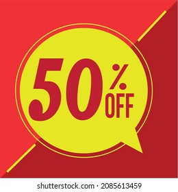 50% off promotion banner. 50 percent discount mega sale minimal gradient colorful banner. Soft color vector illustration. Applicable to promotion, offers, sales discount.