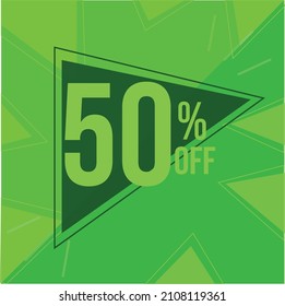 50% off promotion post geometric shapes vector for stores, green shapes for store sales