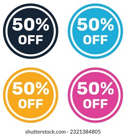 50% Off Promotion Text Stickers Vector Design Banner.