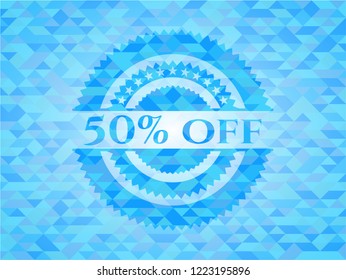 50% Off realistic sky blue mosaic emblem