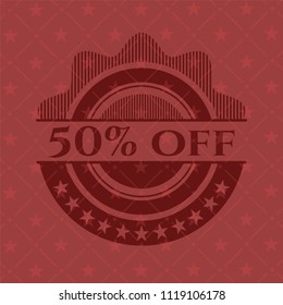 50% Off red emblem
