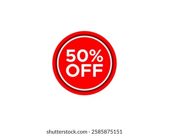 50% off red label tag 50 percent discount sticker sign in round shape vector isolated 