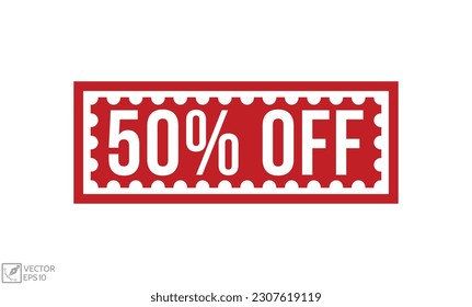 50 % Rabatt auf Red Rubber Stamp Vektordesign.