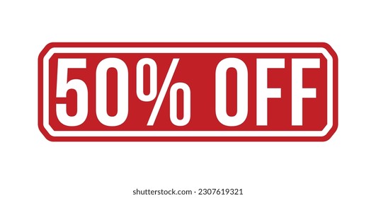 50% Off Red Rubber Stamp vector design.