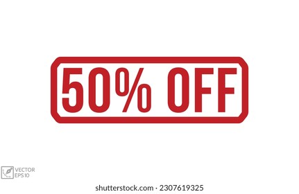 50% Off Red Rubber Stamp vector design.