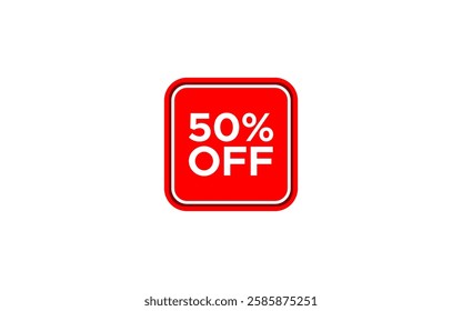 50% off red sale label tag 50 percent discount sticker sign in round square shape vector isolated 