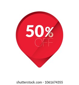 % 50 off red sticker