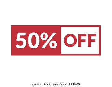 50% off red vector banner illustration isolated on white background