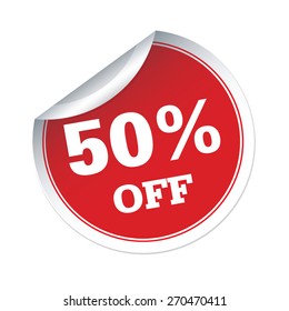 50 % off red vector sticker