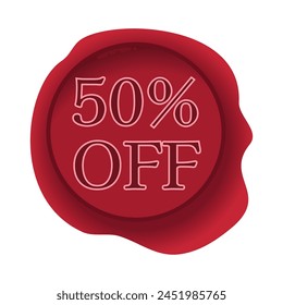 50% off. Red wax seal.