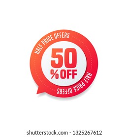 50% Off Round Shopping Label