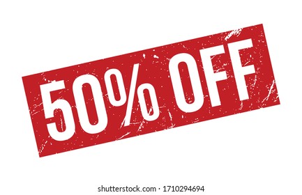 50% Off Rubber Stamp. Red 50% Off Rubber Grunge Stamp Seal Vector Illustration - Vector