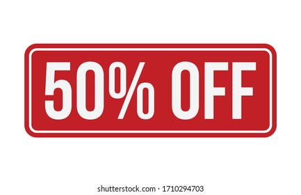 50% Off Rubber Stamp. Red 50% Off Rubber Grunge Stamp Seal Vector Illustration - Vector