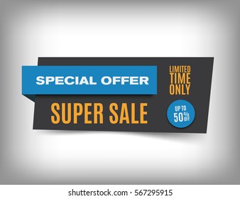 50% Off sale banner design. Trendy discount poster. Special offer. Limited time only. Vector, eps 10.