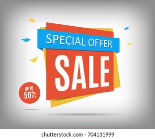 50 Off Sale Banner On Gray Stock Vector (Royalty Free) 704131999 ...