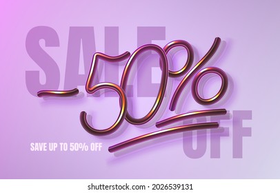Up To 50 off sale banner, promotion flyer, marketing label. Vector illustration