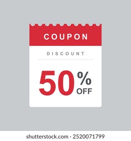 50% de desconto Voucher do cupom de venda. 10% de promoção. Etiqueta, cupom de desconto. Ilustração do vetor do vale-presente.