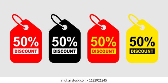 50% OFF Sale Discount Banner. Sale discount icons. Special offer price signs. Discount Tag Isolated Vector Illustration.