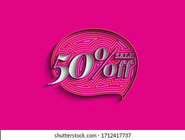 50% OFF Sale Discount Banner. Discount offer price tag.  Vector Modern Sticker Illustration.