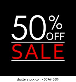 50% off. Sale and discount price icon. Sales tag design template. Vector illustration.