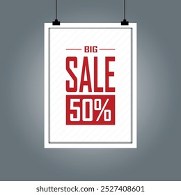 50 % off sale hanging board for retail and promotions