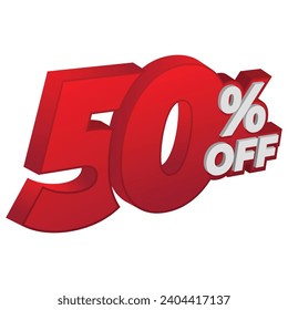 50% off sale label design 3d vector