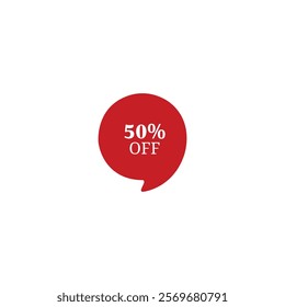 50% Off sale label isolated on white background.
