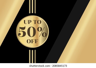 50% OFF Sale promo premium golden  banner vector