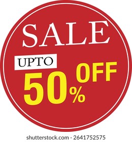 50% off sale tag. Sale of special offers. Discount with the price is 50%.