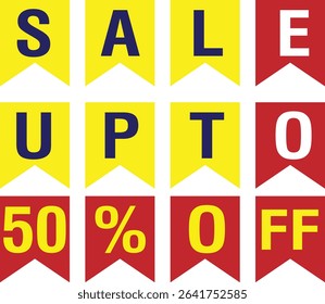 50% off sale tag. Sale of special offers. Discount with the price is 50%.