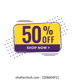 50% OFF SHOP NOW discount and sale promotion banner.